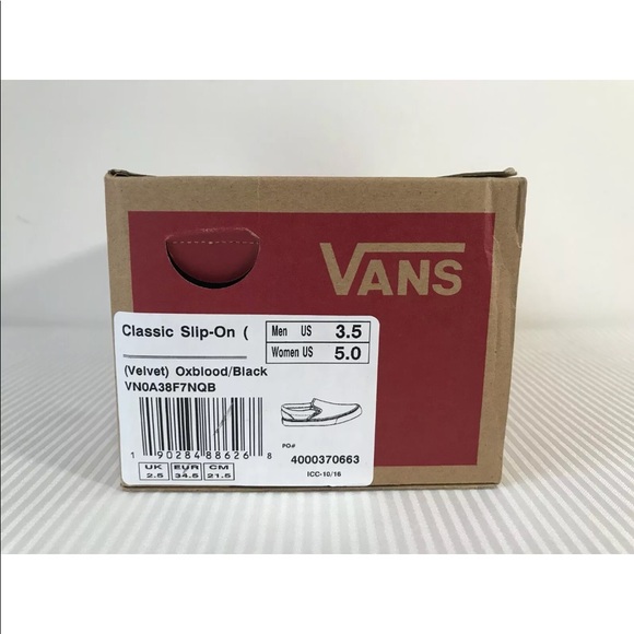 Vans Classic Slip-On Velvet Oxblood Sneakers NWB - Picture 6 of 7